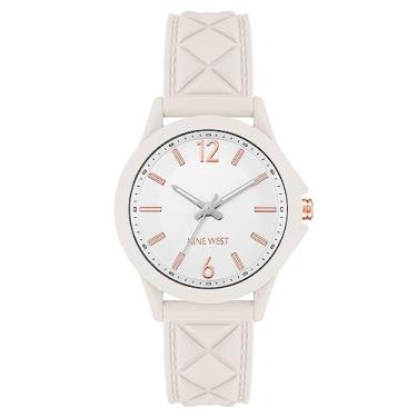 Imagem de Nine West Relógio feminino com pulseira de silicone estampado, Marfim