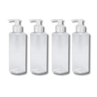 Imagem de Kit 4 Frascos Tampa Válvula Pump 100ml Cilíndricos Viagem Sabonete Liq