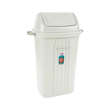 Imagem de Lixeira Basculante Grande 105 Litros Plástica Para Cozinha Área Externa Bege - 285 Sanremo