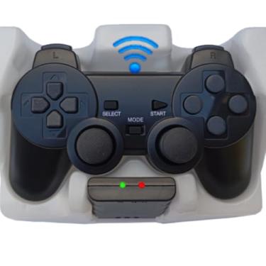 Imagem de Controle Sem Fio Bluetooth para Play2 Play1 e PX, Joystick Comptaivel com Ps1 Ps2 e PX Manete Bluetooth Wireless Analógico Preto