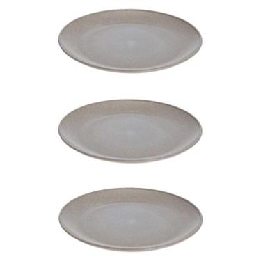 Imagem de 3 UN Prato Lanche Sobremesa Redondo Resistente 20cm Cinza - EVO