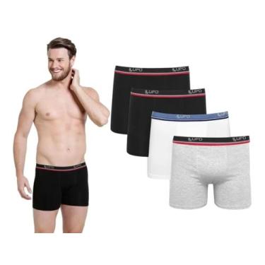 Imagem de Kit 4 Cuecas Boxer Lupo Em Algodão Masculina Cotton Original, Preto, P