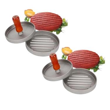 Imagem de Molde Forma Para Fazer Hambúrguer Caseiro Prensa Artesanal Modelador Gourmet Com Cabo de Madeira Cozinha (2)