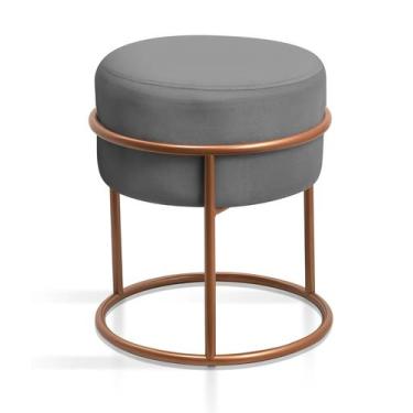 Imagem de Banqueta Argola Cobre Rose De Ferro Redonda Confortável Para Quarto Sa