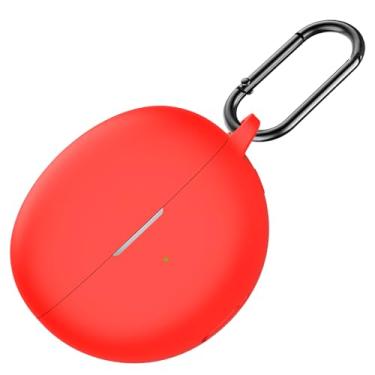 Imagem de USTIYA Capa para Huawei FreeClip Capa de Proteção Corpo Inteiro Silicone Macio com Chaveiro Acessórios de Fone de Ouvido Funda Carcasa (Vermelho)