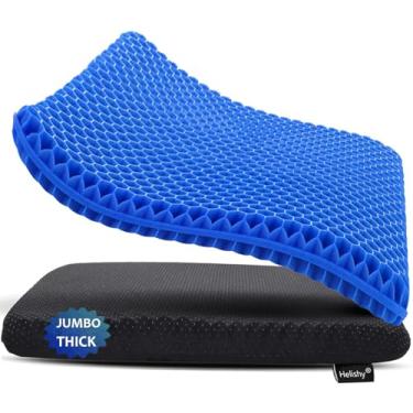 Imagem de Almofada de assento de gel, Jumbo e almofada de gel grosso com capa antiderrapante para cadeira de rodas para assento de carro de escritório em casa, almofada de assento em favo de mel respirável para