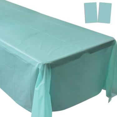 Imagem de Pacote com 2 toalhas de mesa de plástico verde, toalhas de mesa descartáveis, toalhas de mesa para churrasco, piquenique, aniversário, Natal, festas, capas à prova d'água, à prova de óleo, toalhas de
