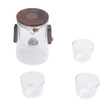 Imagem de Bule de Vidro Com Filtro, 330 Ml de Separação de água Panela de chá de Vidro, Chaleira de chá Com Filtragem Magnética Com 3 Xícaras, Bolsa de Armazenamento, para Camping Em Casa