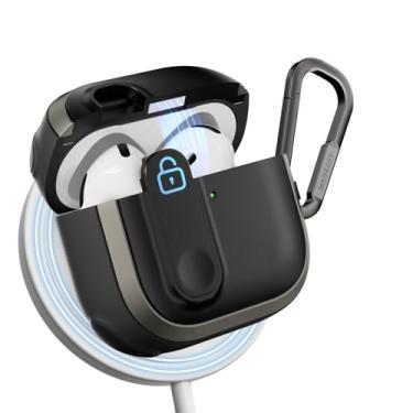Imagem de MAGEASY Capa projetada para AirPods 4 – Capa robusta para AirPods 4 com trava | Funciona com cabo e carregamento sem fio (apenas AirPods 4 com carregamento ANC sem fio) | Inclui mosquetão - Odyssey
