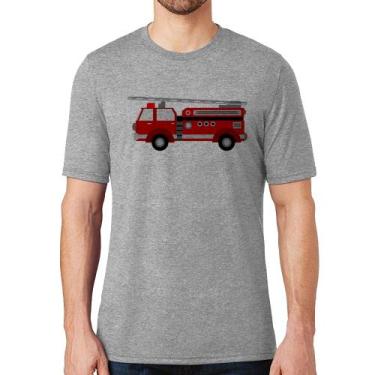 Imagem de Camiseta Caminhão de Bombeiro - Foca na Moda, Cinza, GG