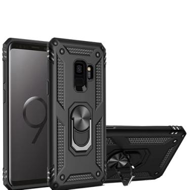 Imagem de Anvzle Capa para Samsung Galaxy S9, capa protetora de camada dupla resistente armadura robusta para Galaxy S9 [grau militar] protetora, suporte magnético para carro, capa de telefone preta