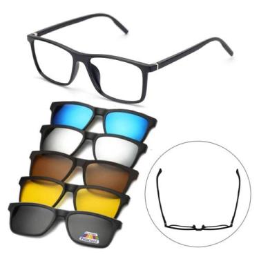 Imagem de Oculos de Sol com Armação de Grau 6x1 Clip On Óculos Masculino Quadrad