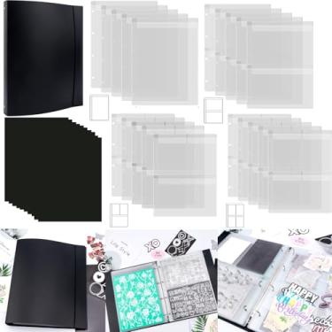 Imagem de 31 peças/conjunto de fichário A4 para armazenamento de livros, 29 x 21 cm, 10 peças de folhas magnéticas de 0,3 mm de espessura para armazenamento de matrizes com 1 pasta de bolso e 20 páginas de