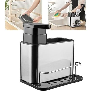 Imagem de Dispenser Porta Detergente Escorredor Esponja 3 Em 1 Inox Cozinha Pia Balcao Limpeza Higiene Escorre Talher Louça