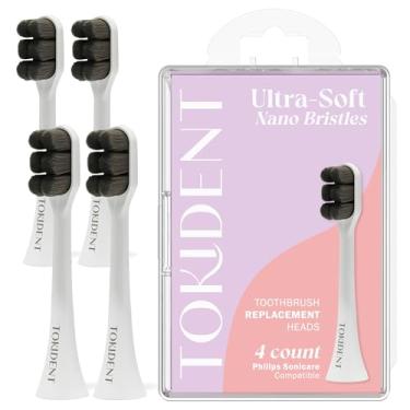 Imagem de Cabeças de escova ultra macias compatíveis com escova de dentes elétrica Philips Sonicare para dentes e gengivas sensíveis com 10.000 cerdas nano de corte onda, pacote com 4