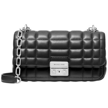 Imagem de Michael Kors Bolsa de ombro pequena com corrente conversível Tribeca, ferragens prateadas/preta