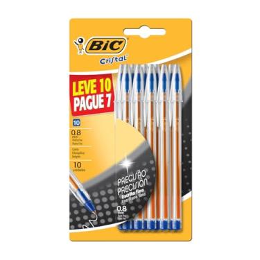 Imagem de BIC, Caneta Esferográfica Escrita Fina, Cristal Fina, Azul, Leve 10, Pague 7