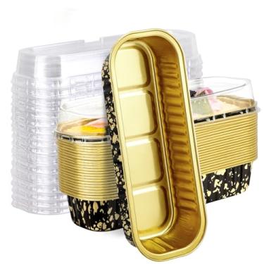 Imagem de EUSOAR Ramequins de alumínio com tampas, 25 peças, latas pequenas de 193 g para pão, recipientes para cupcake, recipientes para bolos, cheesecake creme, brulee, ramekins para festas