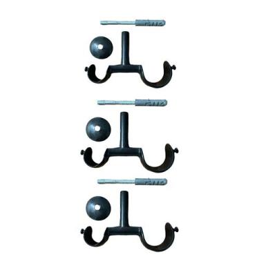 Imagem de  Kit 3 Suporte Duplo Alumínio Varão para Teto 19/28mm Para cortina de 