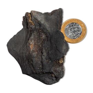 Imagem de Shungite com Pirita Incrustada Pedra Bruto 75 a 100g 80mm - Cristaisde