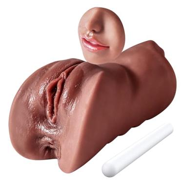 Imagem de Bonecas sexuais masturbadoras masculinas de buceta de bolso 3 em 1, bonecas sexuais de brinquedo de Stroker de bolso masculinas, boca texturizada realista, vagina e ânus apertado, garganta profunda, brinquedos sexuais adultos orais para homens, masturbação (Preta)