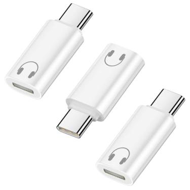 Imagem de Jadebones Pacote com 3 conversor adaptador de áudio USB C para fone de ouvido Light-ning para iPhone 16/15, iPad Pro/Air, MacBook e mais (apenas para fone de ouvido, sem carga), branco