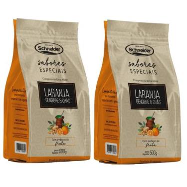 Imagem de 2 Erva Mate Chimarrão SCHNEIDER LARANJA GENGIBRE CHÀS 500g