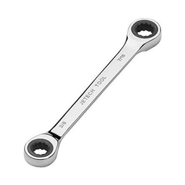 Imagem de Jetech Chave de catraca de extremidade de caixa dupla única de 0,9 cm x 19 cm - Chave inglesa de engrenagem de catraca métrica de 72 dentes CR-V para reparos