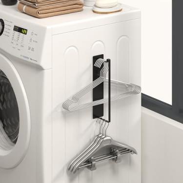 Imagem de Organizador de cabide magnético, suporte de armazenamento Hoopoton que economiza espaço para máquina de lavar e lavanderia – serve para cabides de roupas para adultos e crianças (1, preto)