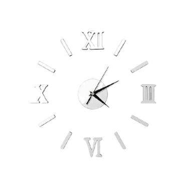 Imagem de Relógio Romano Parede Sala Cozinha Grande Prata