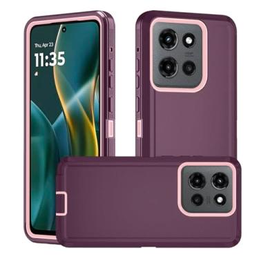 Imagem de Anloes Capa para Motorola Moto G Stylus 5G 2025, capa de telefone resistente à prova de choque com plugue de poeira proteção robusta, 3 em 1 (roxa)