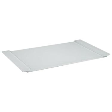 Imagem de Bandeja Vidro Luxo Com Alça Branco Cozinha Sala Lavabo 27x16