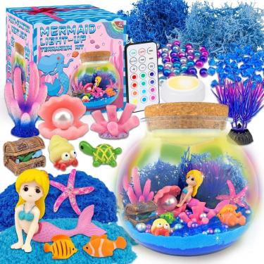 Imagem de Kit de artesanato, 7 de julho, Mermaid Terrarium com LED Night Light Girls 5-12