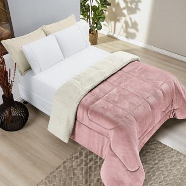 Imagem de Coberdrom Casa Scarpa Apollo Queen Sherpa Pele de Carneiro + Manta Flannel - Rosa
