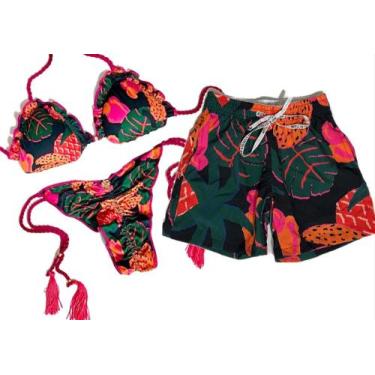 Imagem de kit Casal - Biquini Curtininha E Bermuda Da Mesma Estampa - Keep Colle