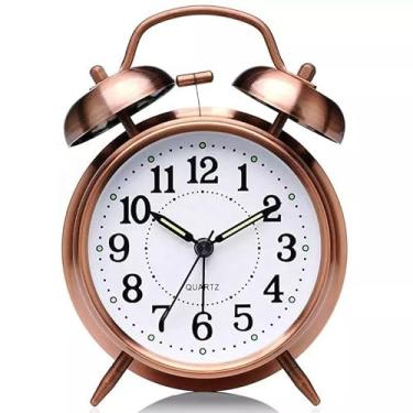 Imagem de Relógio Despertador Analógico Vintage Antigo com Visor de 8 cm e LED para Visualização Noturna (Retro)