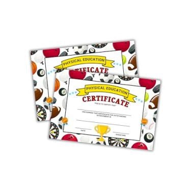 Imagem de Certificado de Educação Física PE de Realização Extraordinária Pacote com 30 Cartolina 15 x 23 cm Cardstock Sports School Award Most Improved Athlete Elementary