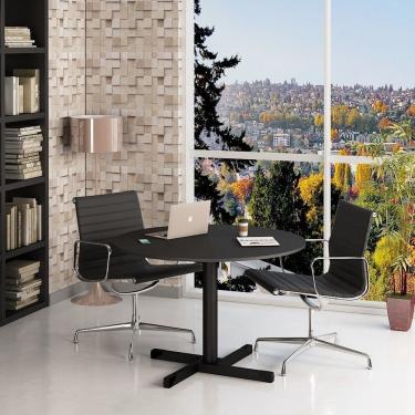 Imagem de Mesa de Reunião Redonda para Escritório Pé Metal Preto