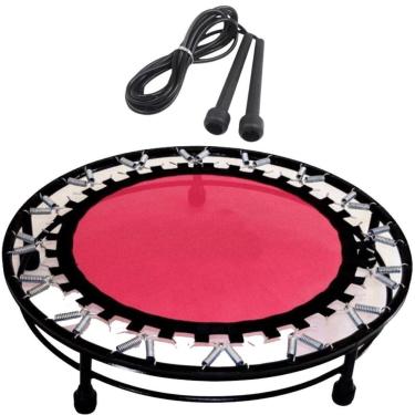 Imagem de Cama Elástica Mini Jump Rosa Com Aro De Reforço + Corda