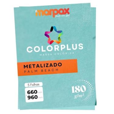 Imagem de Papel Color Plus 180g 66x96cm Metalizado Palm Beach Marpax 5fls