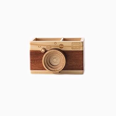 Imagem de Porta-lápis de caneta, caixa de música, ornamento de desenho animado, de madeira, criativo, para câmera, DSLR, porta-canetas, armazenamento, cimento, caneta, organizador de lápis, copo, pote (cor: D)