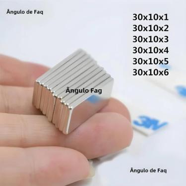 Imagem de Ímã de Neodímio NdFeB 30x10x1mm - Poderoso e Forte, 10 unidades 30x10x