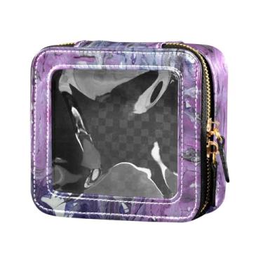 Imagem de Fitrendlovey Bolsa de maquiagem portátil com zíper com design de claraboia grande para artigos de higiene pessoal e cosméticos de viagem, T18, one size