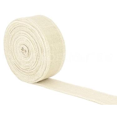 Imagem de CleverDelights Fita de serapilheira marfim de 5 cm - borda acabada - 25 jardas - tecido de juta estopada off-white
