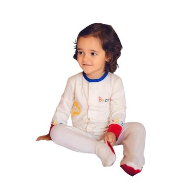 Imagem de Macacão Magnético Off, detalhes vermelho e azul royal com letras e números nas mangas - Recém nascid