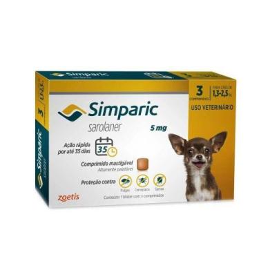 Imagem de Antipulgas e Carrapatos Simparic para Cães de 1,3 a 2,5Kg - 3 comprimi