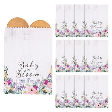 Imagem de Fun Express Sacos de papel elegantes para bebês em flor com adesivos (pacote com 12) - Sacos de lembrancinha perfeitos para chás de bebê e revelações de gênero
