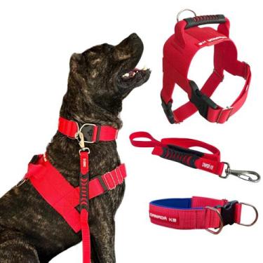 Imagem de Combo Coleira Peitoral + Guia + Coleira para Cachorro - Tamanho Extra 