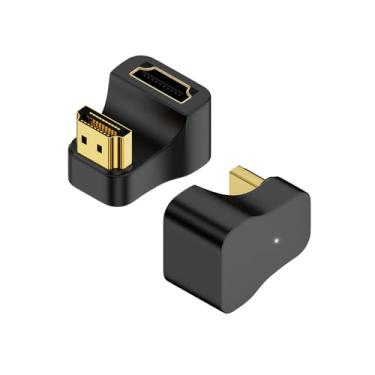 Imagem de Kework Pacote com 2 adaptadores de extensão UHD HDMI 8K, extensor HDMI 2.1 em forma de U, extensor HDMI 2.1 em forma de U, ângulo descendente de 180 graus, conector de extensão HDMI macho para HDMI