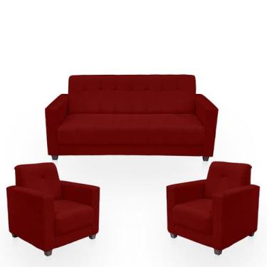 Imagem de Sofá + 2 Poltrona Para Sala de Estar Moderno Confortável Veneza Suede 